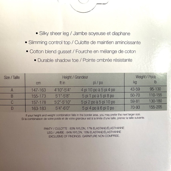 3 Pantyhose Silks Essentials By Gildan Canada Colour Black Size C Control Top - Picture 4 of 5